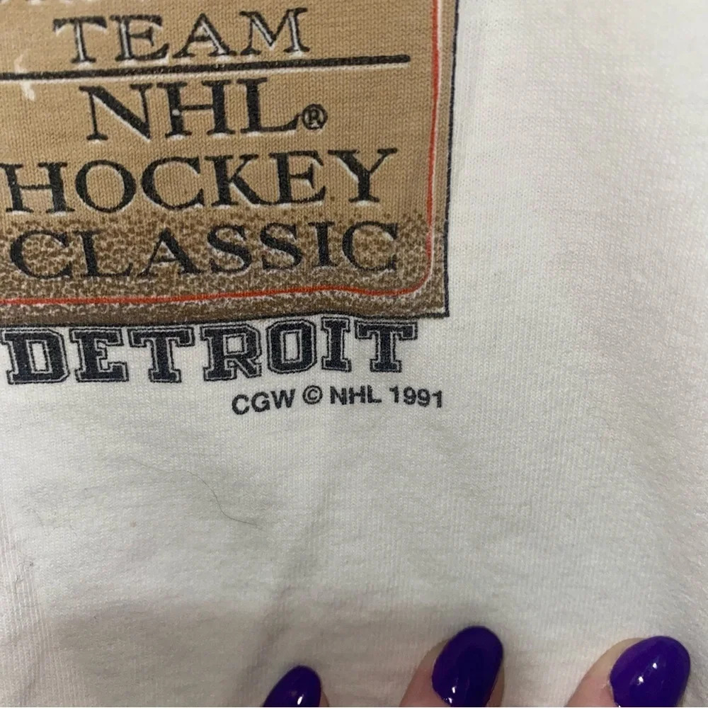 Vintage 1991 NHL 75th Anniversary Single Stitch Hockey NHL Graphic Shirt Size L - Picture 13 of 16